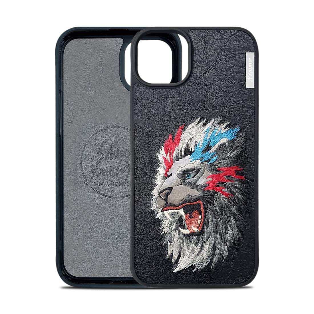 Nimmy 3D Embroidery Leather Lion Back Case - Iphone 14 Series