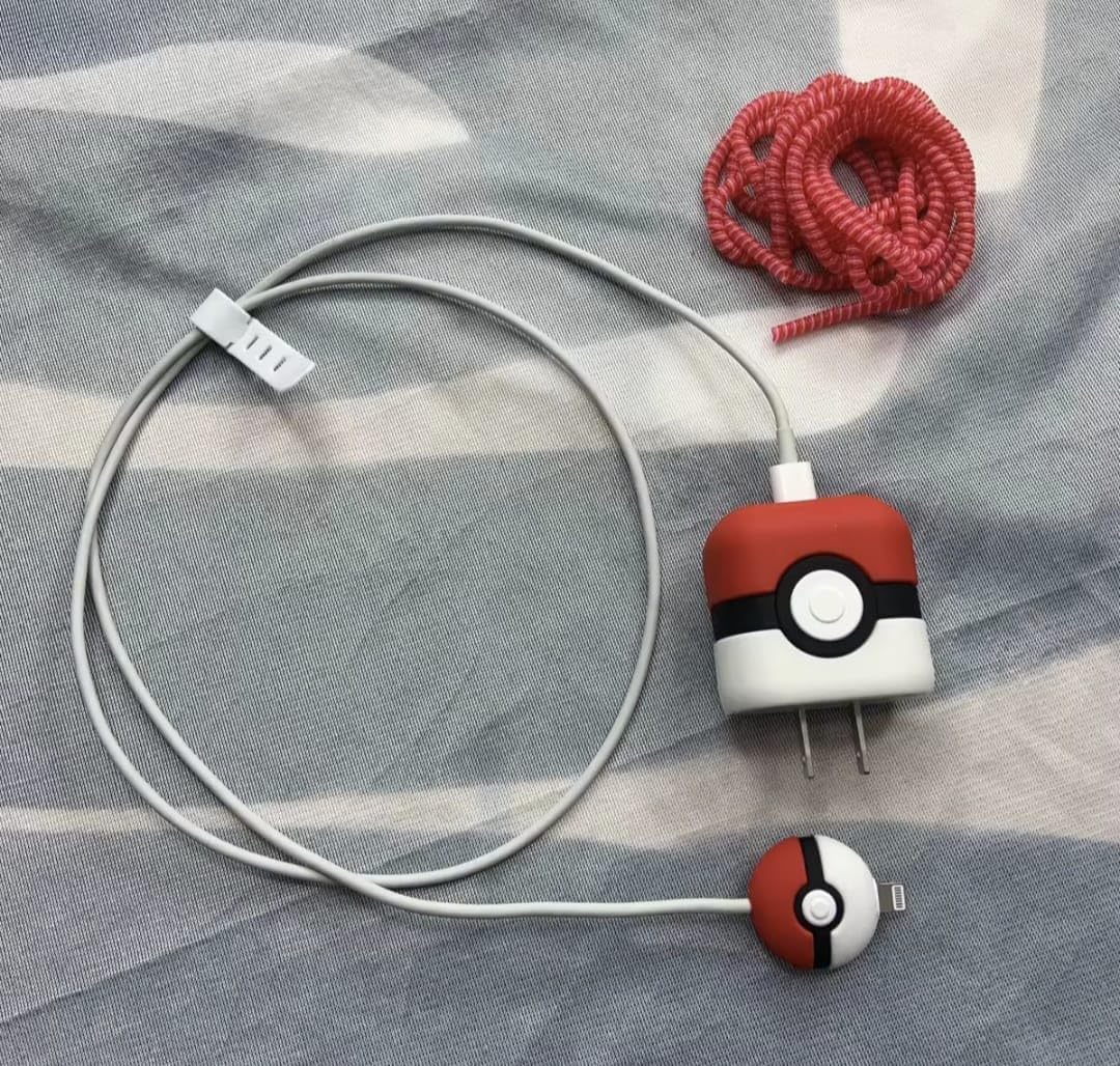 Iphone Charger Case Cover - Pokemon Pokeball- 4 Piece Set