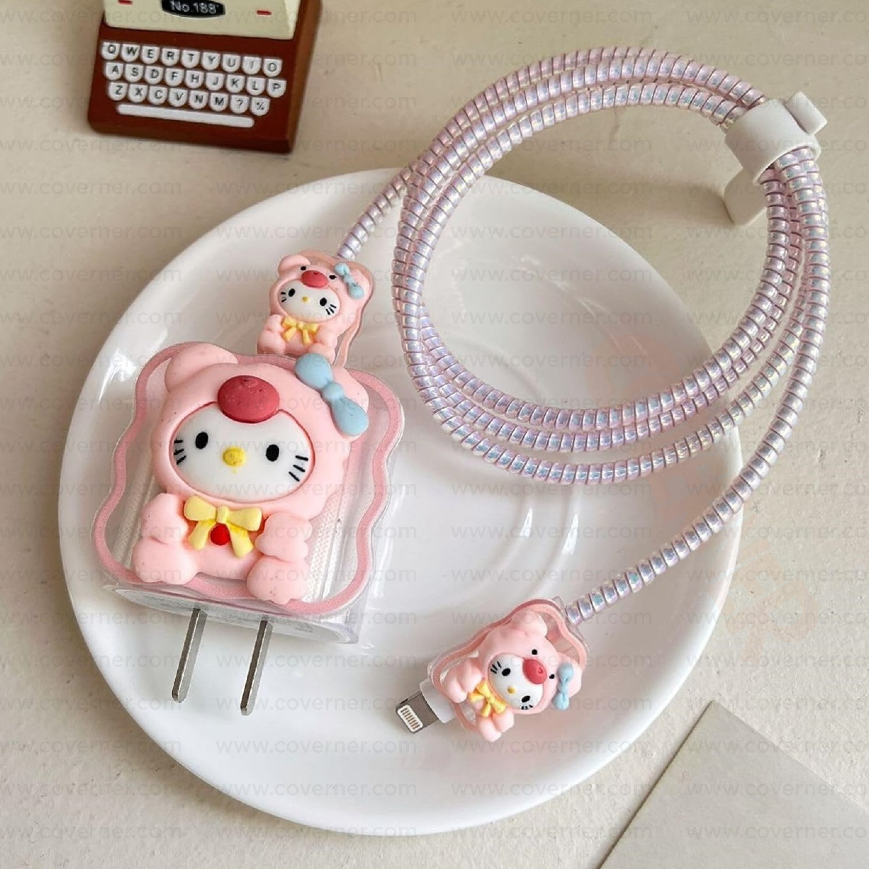 Pawsy in Pink – Charger & Cable Protector Set | CharmPop Series by Coverner India
