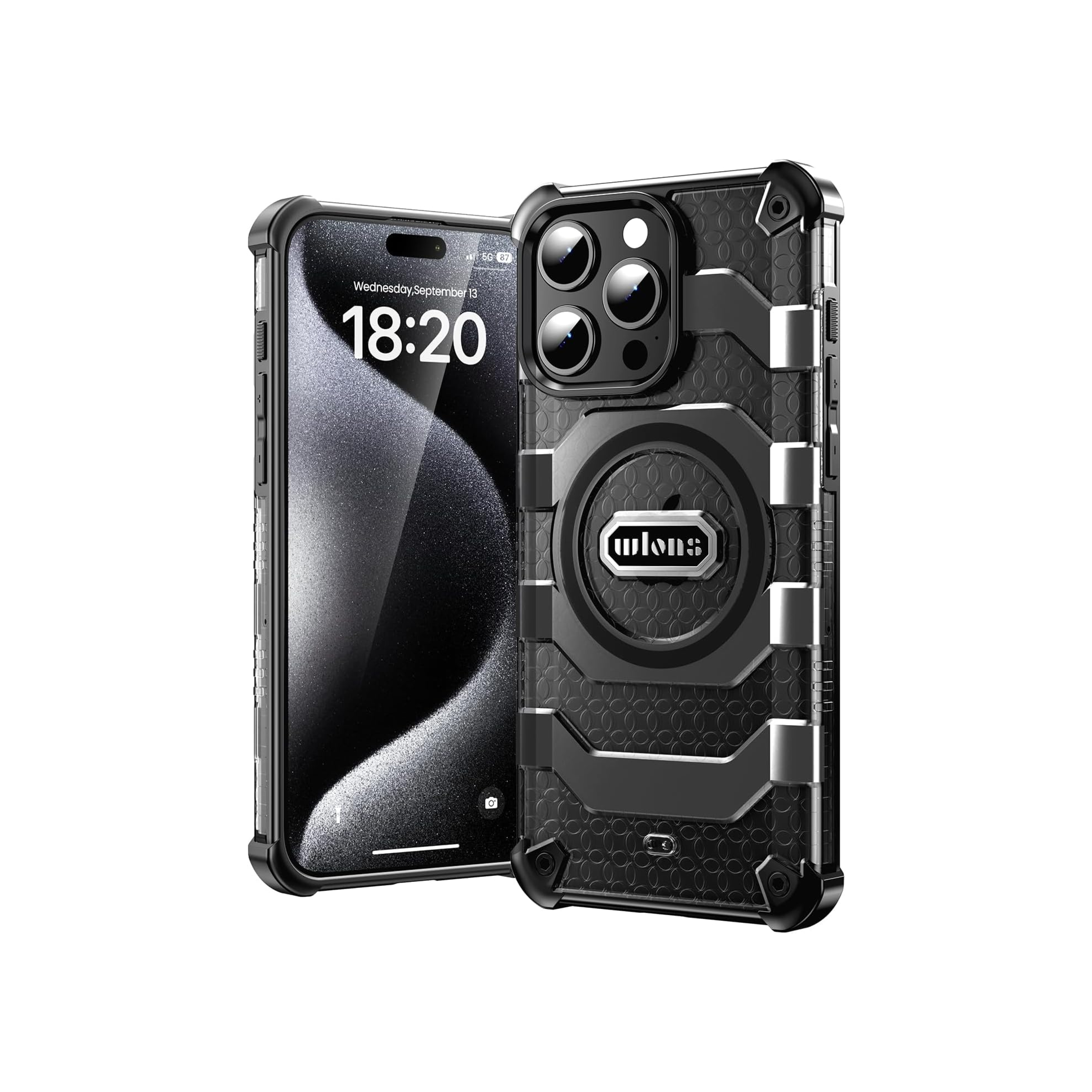 Iphone 15 Series - WLONS Anti-Slip Hard Armor Military Grade Shockproof Cover with Magsafe