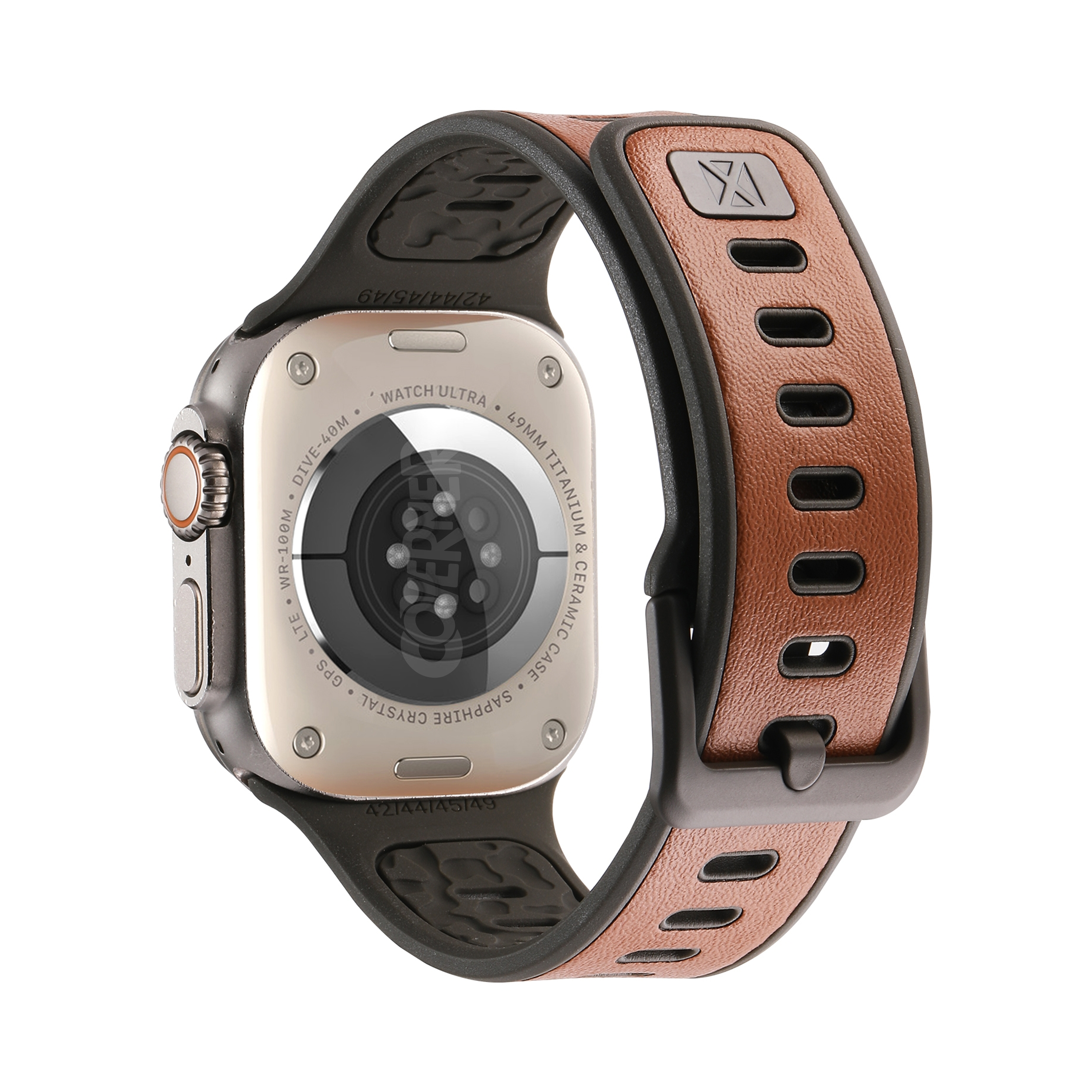 FusionBand Dual-Tone Leather Silicone Strap for Apple Watch – (44–49mm) | Coverner India