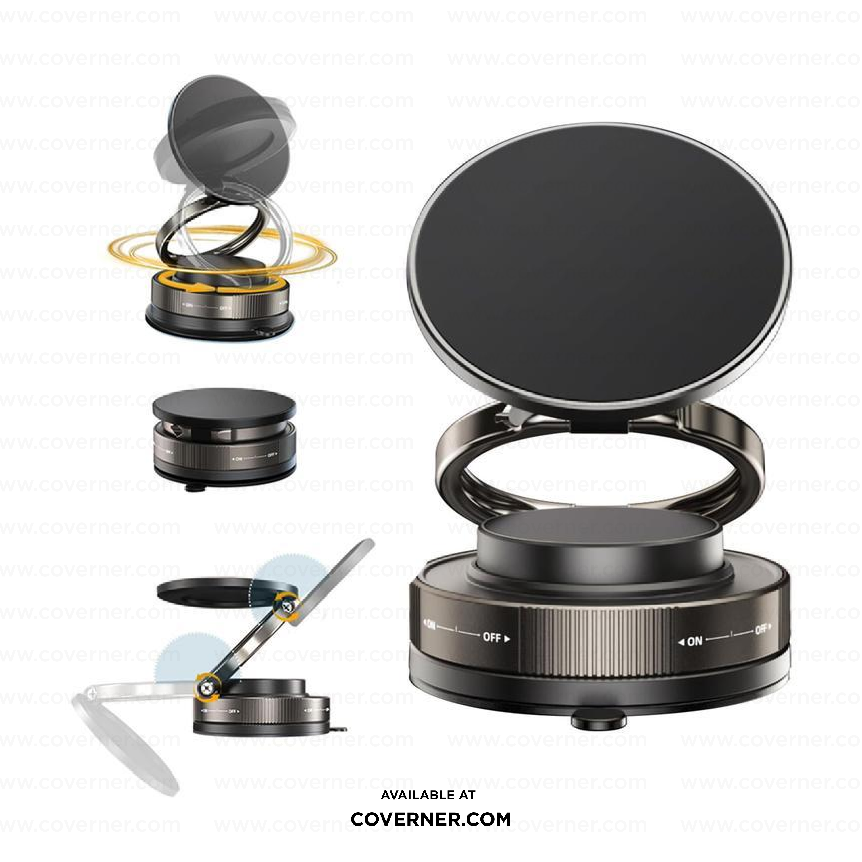 GripAxis 360 – 2025 Edition | Magnetic Vacuum Suction Phone Holder by Coverner India
