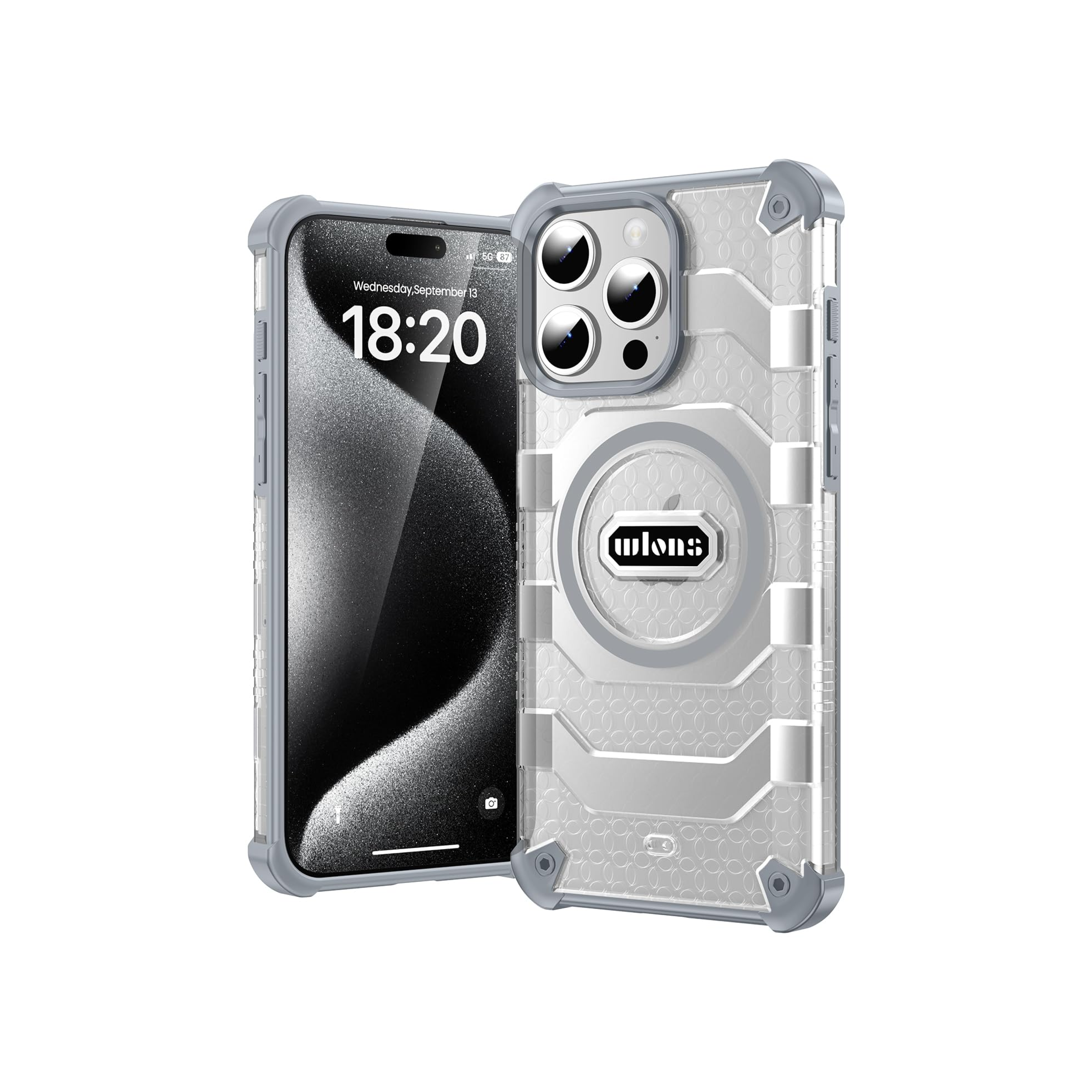 Iphone 15 Series - WLONS Anti-Slip Hard Armor Military Grade Shockproof Cover with Magsafe