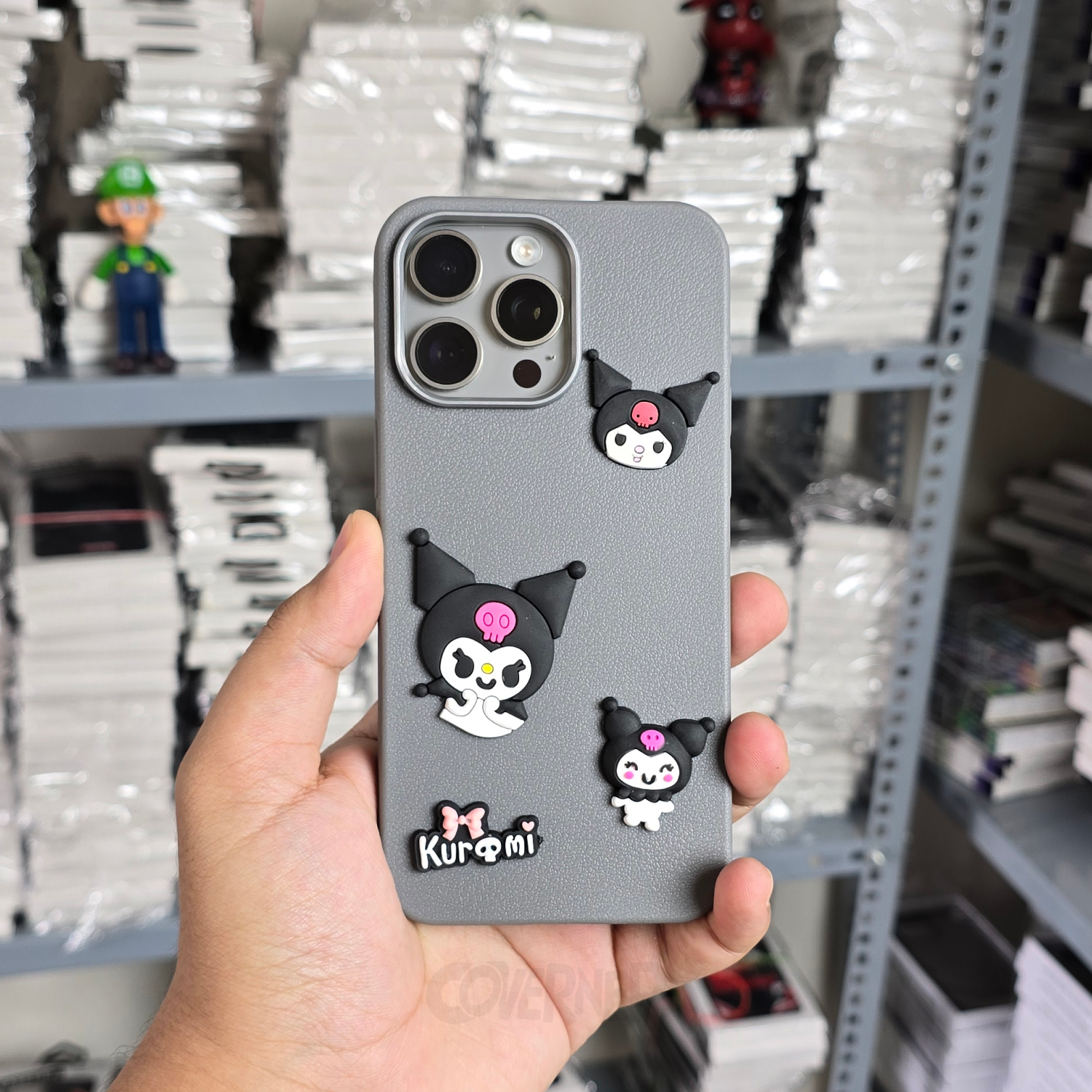 Kuromi - Grey - Cartoon Charm Silicone Case for Iphone, Camera Protection | Coverner India