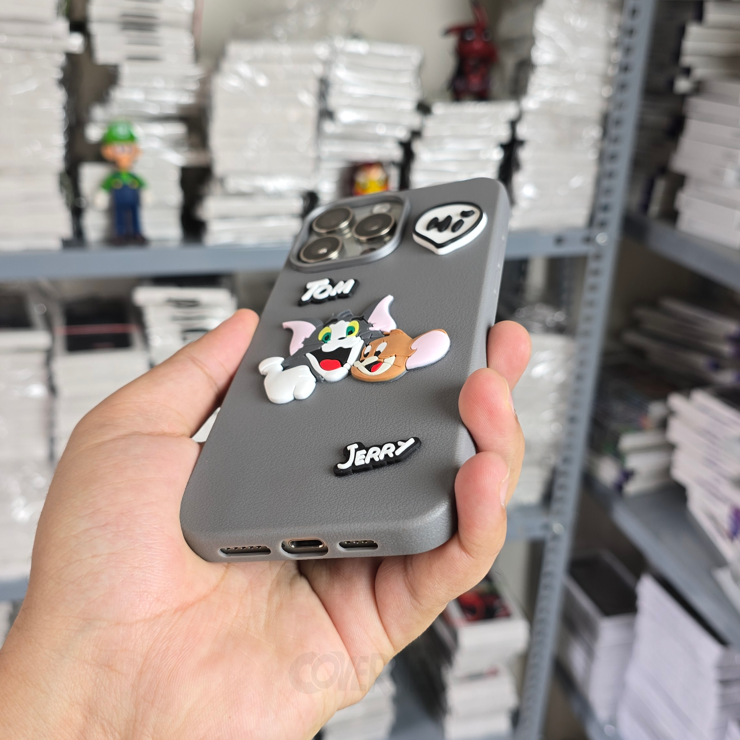 Tom & Jerry - Grey - Cartoon Charm Silicone Case for Iphone, Camera Protection | Coverner India