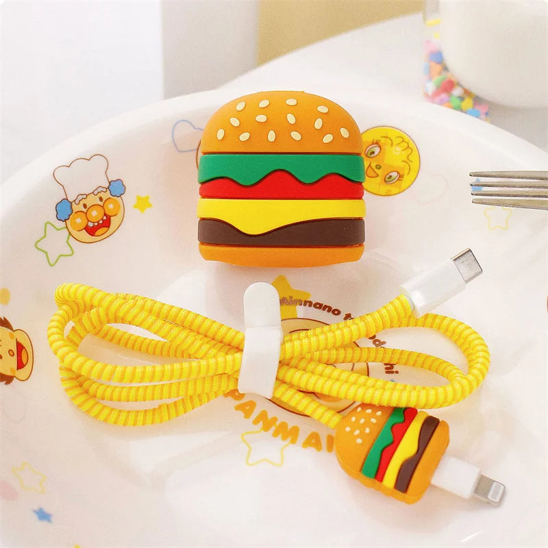 Iphone Charger Case Cover - Burger - 4 Piece Set