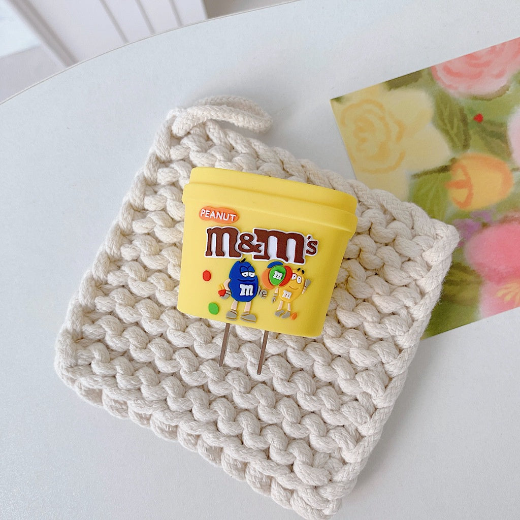 Iphone Charger Case Cover - M&M's - 4 Piece Set (With Wire Protector)